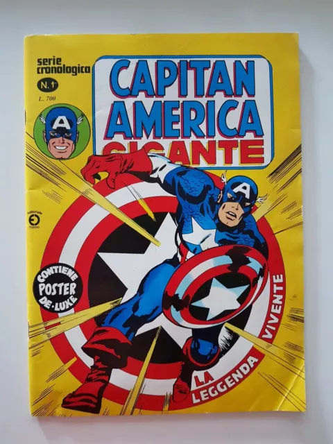 🔵 CAPITAN AMERICA GIGANTE N. 1 - Ed. Corno - BUONO/OTTIMO (r. 16059) con POSTER