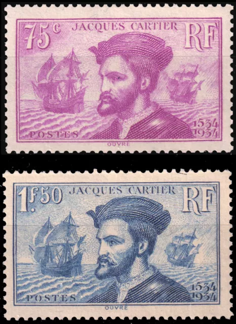 FRANCE  1934 Yv.296/7 Paire Jacques Cartier - Neufs */** (c.230€) Ref.04014