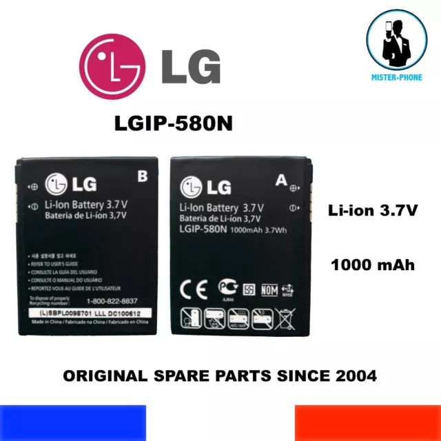 BATTERIE ORIGINALE LG LGIP-580N 1000mAh OEM GT950 UX700 GC900 GM730 GT400  LX610