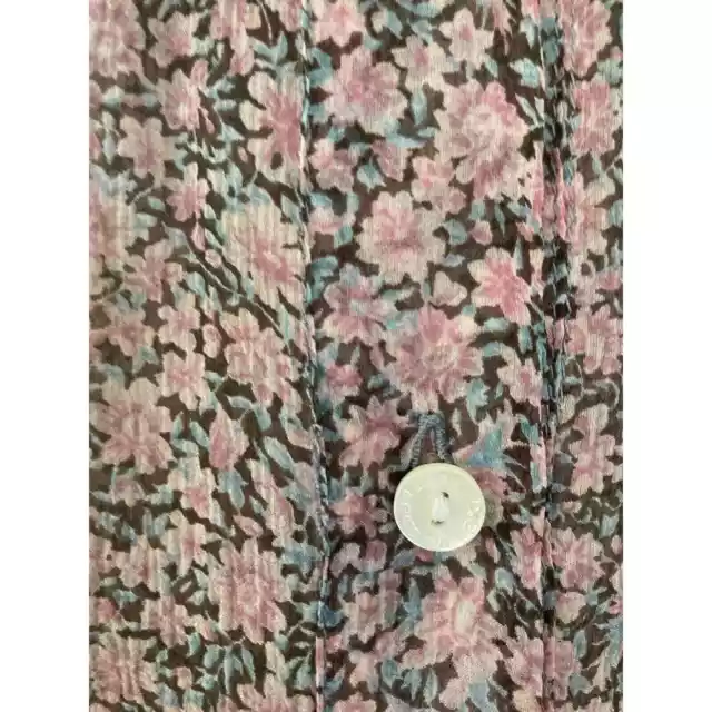 Dolce & Gabbana D&G Silk Pink Gray Floral Button Up Cowl Neck Top size 42 Italy 3