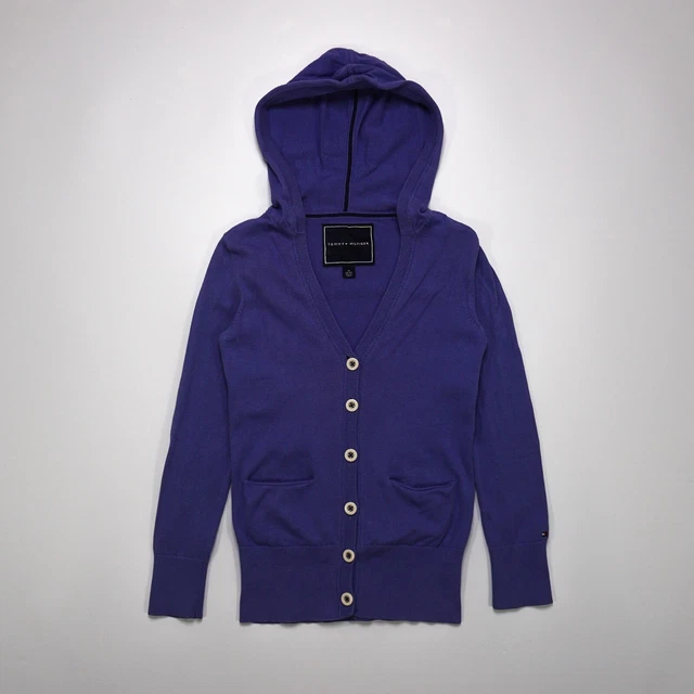 Maglione cardigan Tommy Hilfiger viola 8-9 anni collo a V taglia media