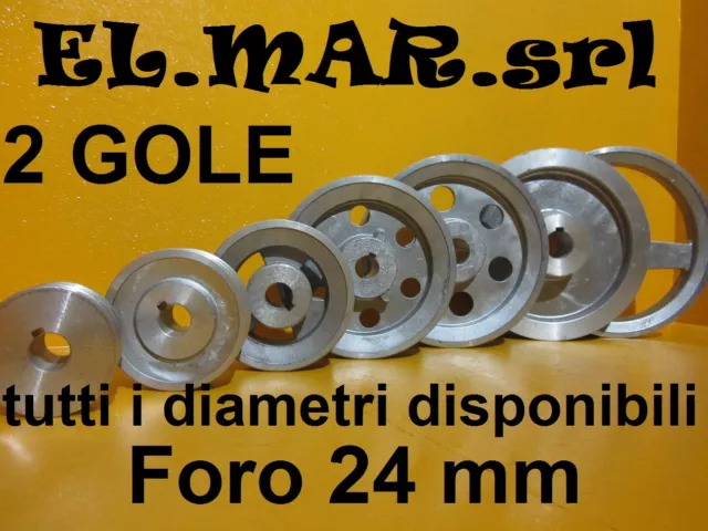 Puleggia Foro 24 mm 2 gole Sez. A TUTTI I DIAMETRI Motore elettrico