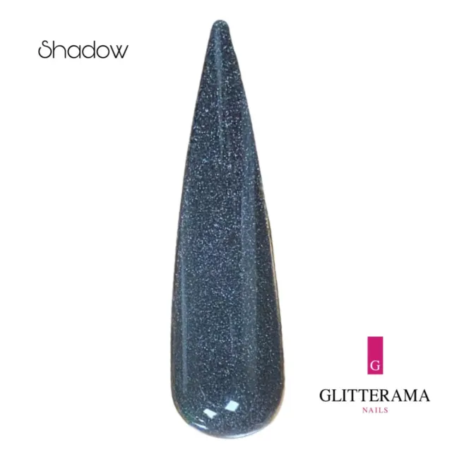 SHADOW Grey coloured acrylic powder Glitterama Nails sparkle dark midnight shiny