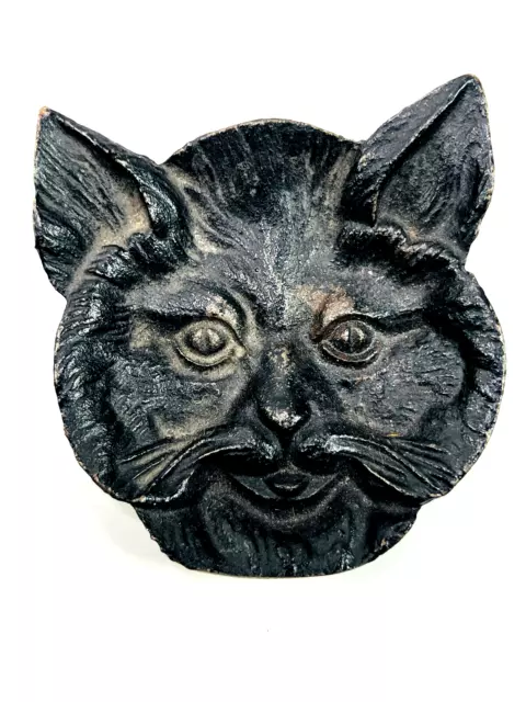 vtg Halloween cast iron black cat ashtray coin tray dish
