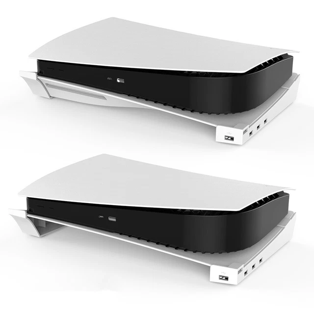 ABS Game Host Rack Storage Horizontal Bracket Stand w/4 Port USB for PS5 Console