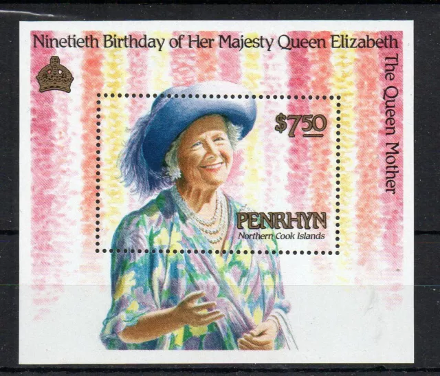 Cook Islands - Penrhyn Island 1990 $7.50 Queen Mother's Birthday MNH MS