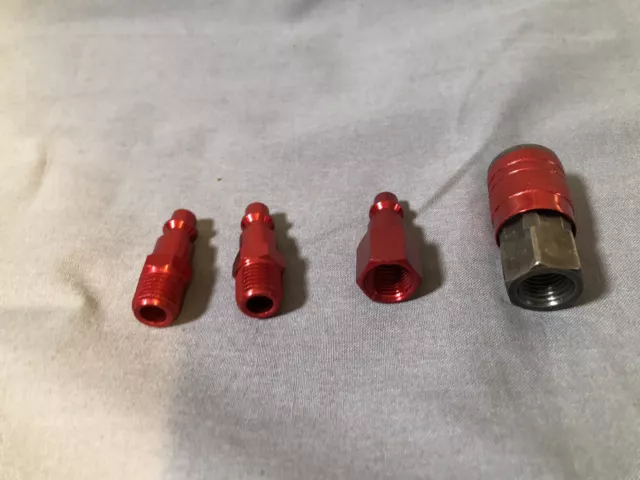 Kit de acoplador y enchufe estilo V piezas NPT de 1/4" rojo aluminio