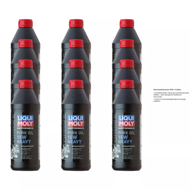 12x Liqui Moly Motorbike Fork Oil 15W heavy Gabelöl Stoßdämpferöl 1L