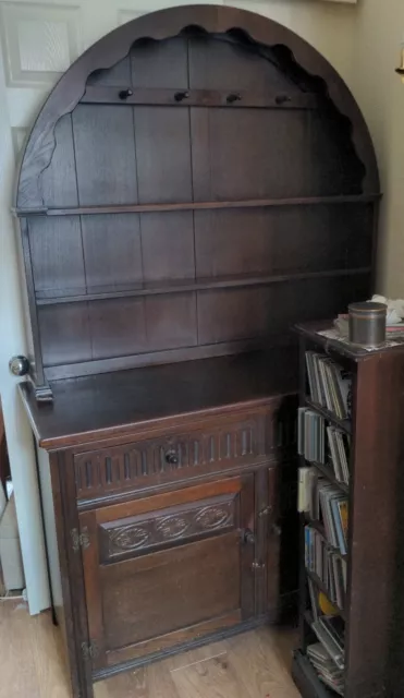 Vintage Old Charm Welsh Dresser  Oak Bow Top  Carved Sideboard