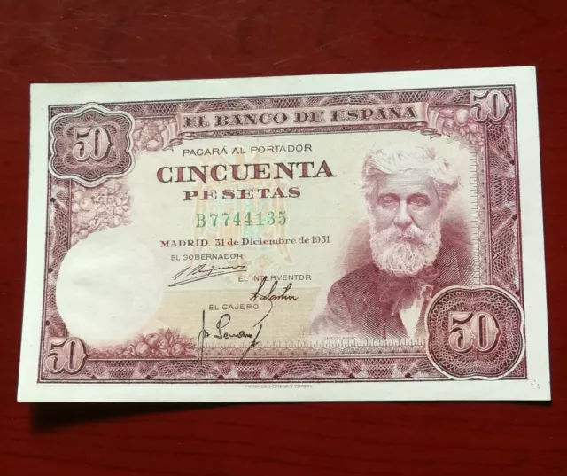 Feliciano España. billete de 50 pesetas año 1951 M.B.C. Leer descuento