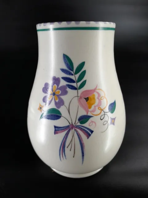 Poole Pottery Rare Vase 435 .. 17½cm Tall FLOWERS WITH BOW - (W1