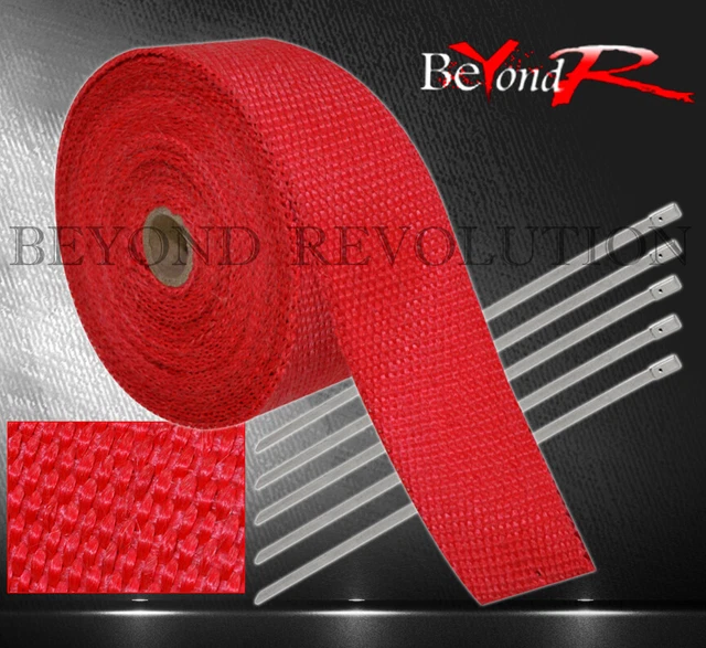 10M Intake Turbo Manifold Pipe Heat Wrap With Zip Ties Red