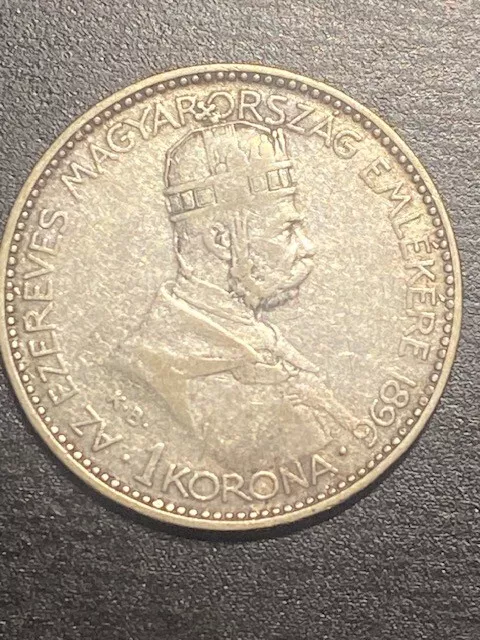 SILVER 1896 Hungary 1 Korona (Crown)