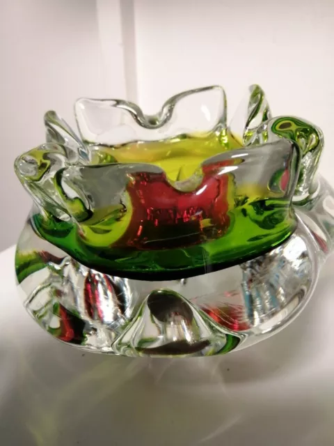 Vintage Czech Art Glass Green Bowl by Josef Hospodka for Chribska, Sklo Summers