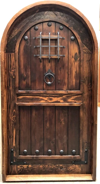 Solid wood arched top door RUSTIC custom alder mahogany oak maple birch UR SIZE
