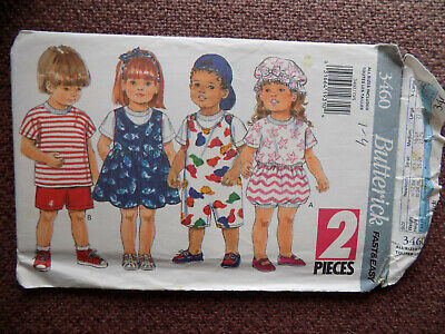1-2-3-4 Butterick toddler vtg 1994 jumper jumpsuit top shorts hat sewing pattern