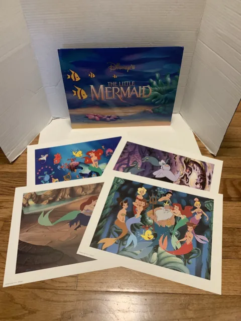 The Little Mermaid Disney Set Of 4 Exclusive Lithograph Portfolio With Cover