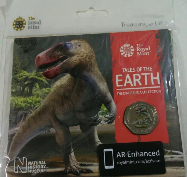 2020 50p Royal Mint Dinosaur Megalosaurus Coin - Colour AR-Enhanced BU