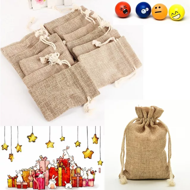 1/5/10 Mini Rustic Burlap Pouch Sack Drawstring Gift Bag Wedding Party F~7H