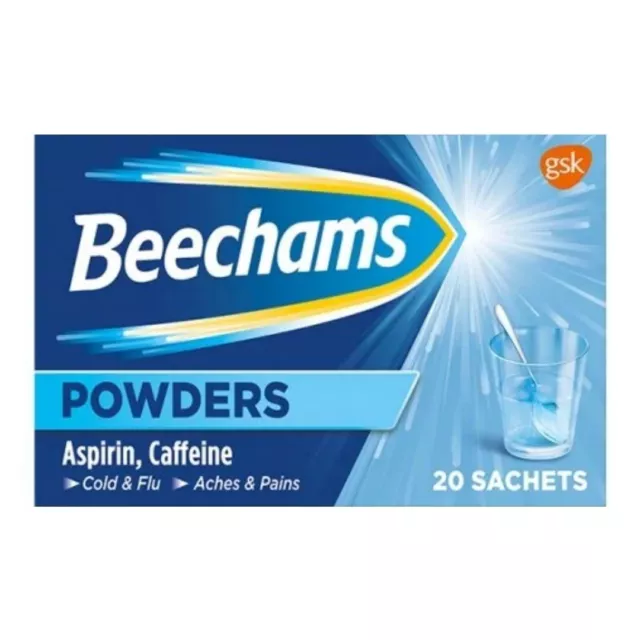 Beechams Powders - For Cold/Flu/Aches/Pain - 20 Sachets.