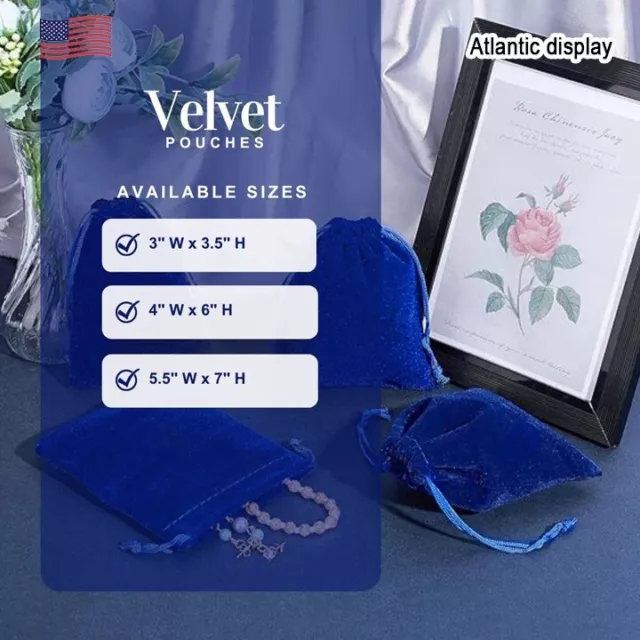 Velvet Gift Bags Drawstring Jewelry Pouches  (10 pack) Royal Blue