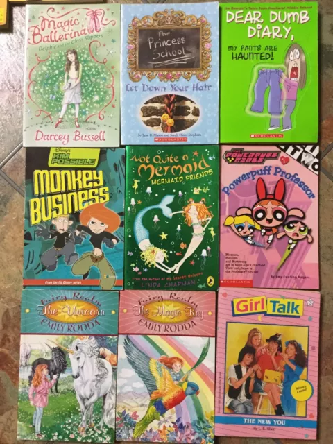 Bulk 9 Books Dear Dumb Diary, Princess School, Magic Ballerina, Powderpuff Girls