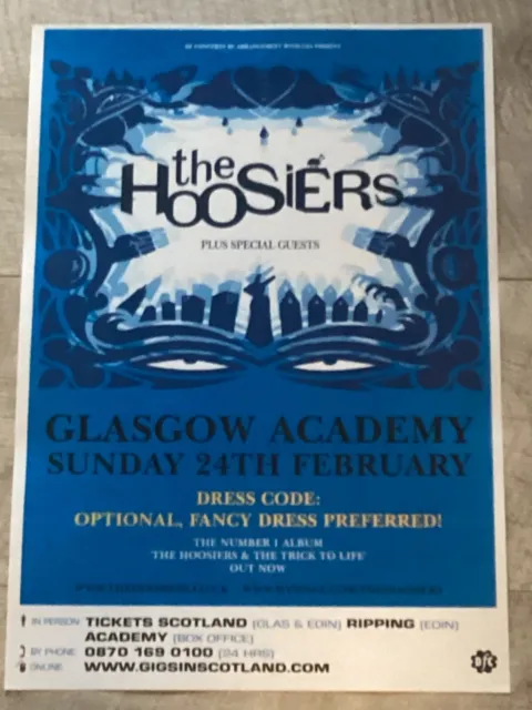 The Hoosiers - Glasgow 2008 live music show tour memorabilia concert gig poster.