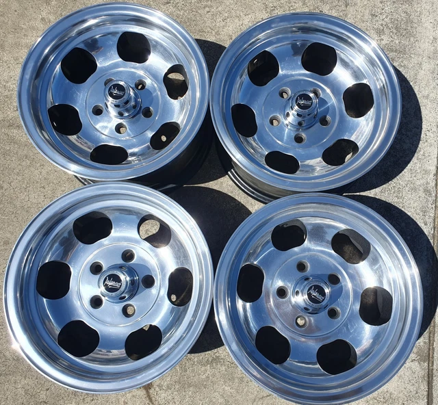 PERFORMANCE SPITFIRE 14X7 wheels polished NEW nuts caps suit Holden 5/