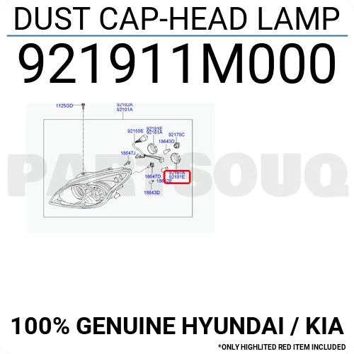 921911M000 Genuine Hyundai / KIA DUST CAP-HEAD LAMP