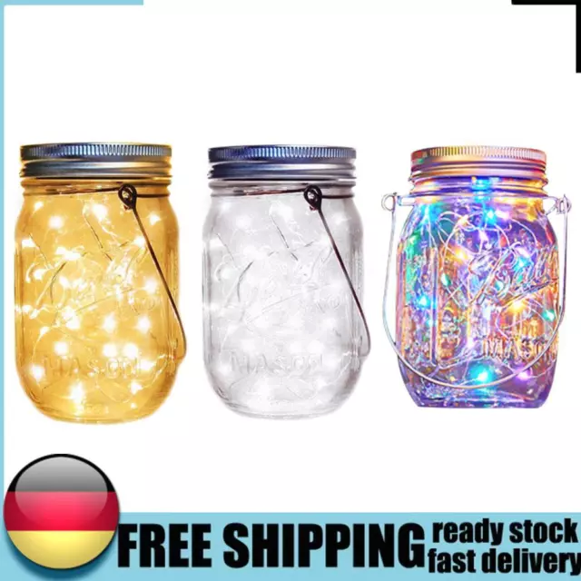 10/20LED Solar Fairy String Light Mason Jar Garden Outdoor Wedding Decor DE