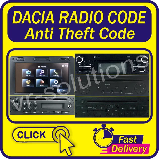 DACIA RADIO CODE CD Duster mcv mk2 Sandero Pickup Dokker Logan Lodgy