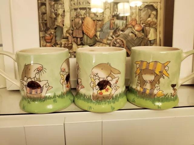 Whittard Of Chelsea 2005 Easter Bunny Mug Set Hand Painting By Nick Butterworth