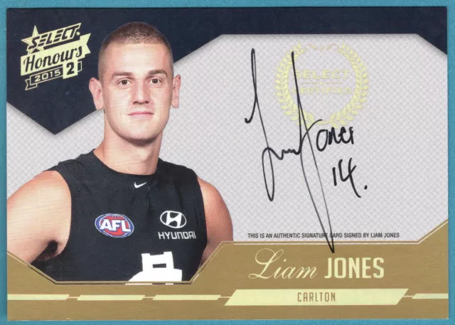 2015 AFL HONOURS 2 [CERTIFIED SIGNATURE] CARD - SCS3 Liam JONES (CARLTON) #395