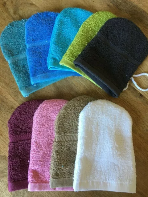 FACE & BODY WASH MITT TOWELLING Flannel PACK OF 2 100% Cotton Lots of Colours