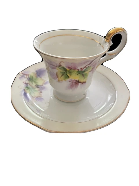 Vintage Ucagco China Teacup & Saucer Floral Design Made in Occupied Japan 2.5in