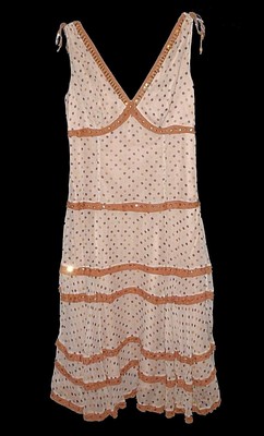 Dress, ECI New York, 100%-Silk tiered Sequins Beads Lined Polka-Dots NWOT 10 4