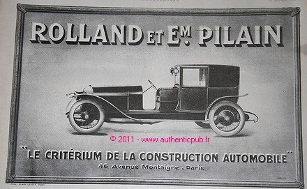 Publicite Automobile Rolland Pilain Criterium De La Construction De 1919 Ad Car