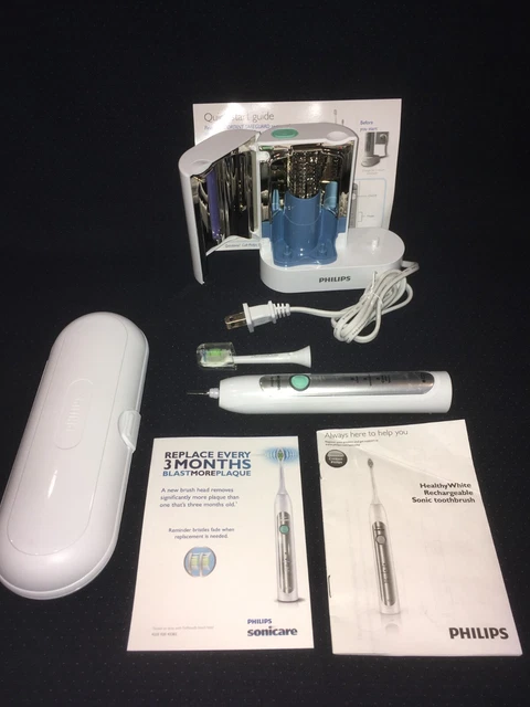 Cepillo de dientes recargable blanco saludable Philips Sonicare + cabezal de cepillo desinfectante UV