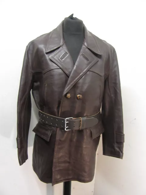 VINTAGE 40'S FRENCH Leather Barnstormer Motorcycle Jacket Size Xl £99. ...