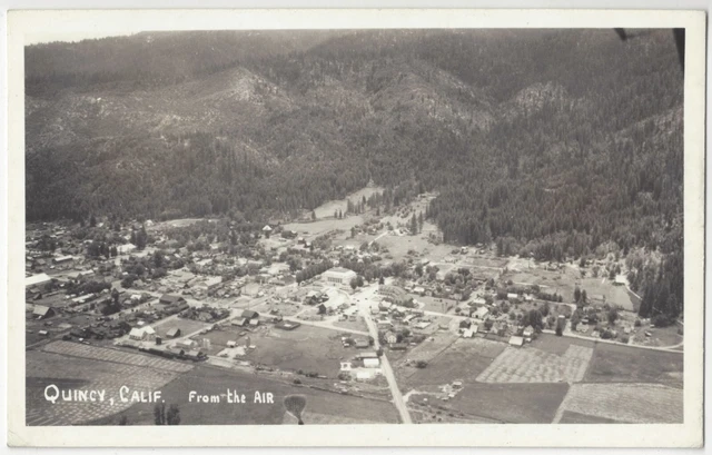 1940' Quincy, California - REAL PHOTO Town View - Plumas County Postcard