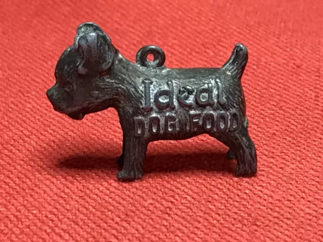 Vintage Ideal Dog  Food “Good Luck” Charm Metal Dog Premium Promo