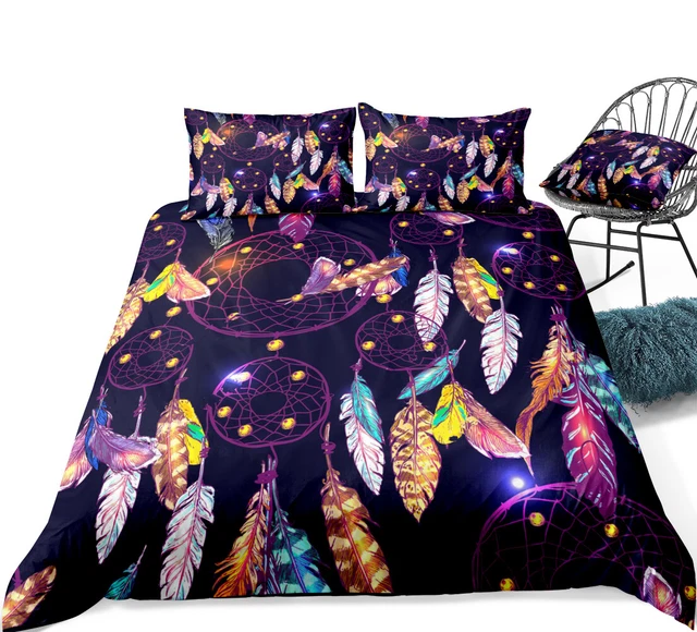 DREAM CATCHER DOONA/QUILT Cover Black Feather Microfiber Bedding Sets