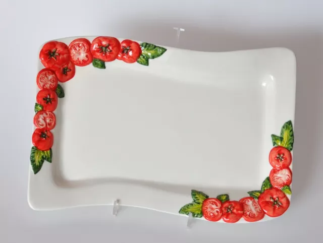 BASSANO KERAMIK Servierplatte 31 cm TOMATEN Relief    MEDITERRANES GESCHIRR