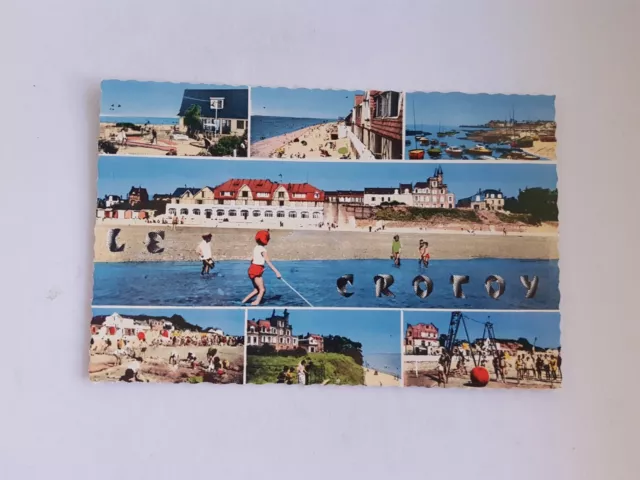 CPSM le crotoy 80, souvenirs de crotoy, somme, enfants, mer, plage, port