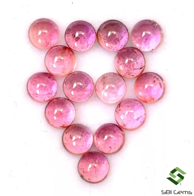 2.10 Cts Natural Pink Tourmaline Round Cabochon 3 mm Lot 15 Pcs Loose Gemstone