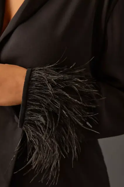 ANTHROPOLOGIE x Vineet Bahl Blazer Dress with Feather Cuff Black MEDIUM RRP$298 3