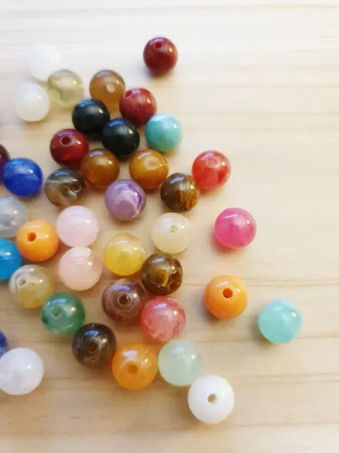 10/30 Acrylperlen zum Basteln/Schmuckherstellung ♥ Edelstein Imitat Beads Ø 10mm