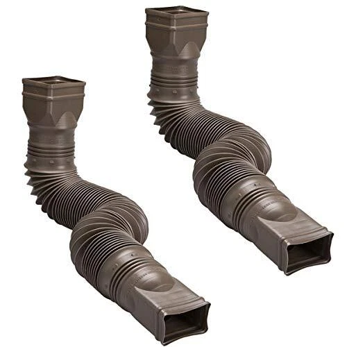 Paquete de 2 conectores de canalón de extensión flexible marrón bajante agua de lluvia...