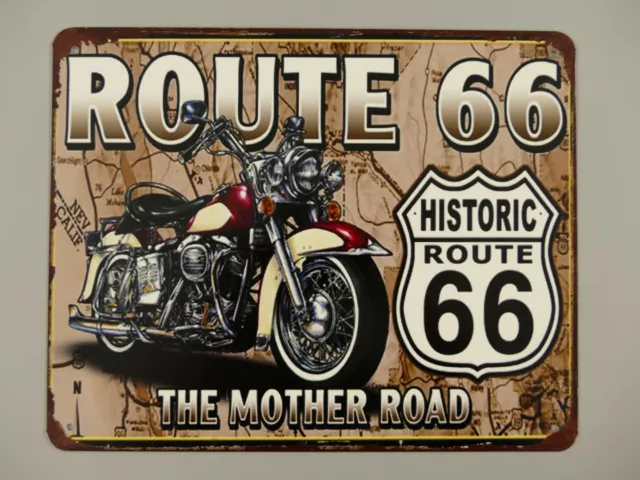 9977654 Murale Targa di Latta Vintage Route 66 25x20cm