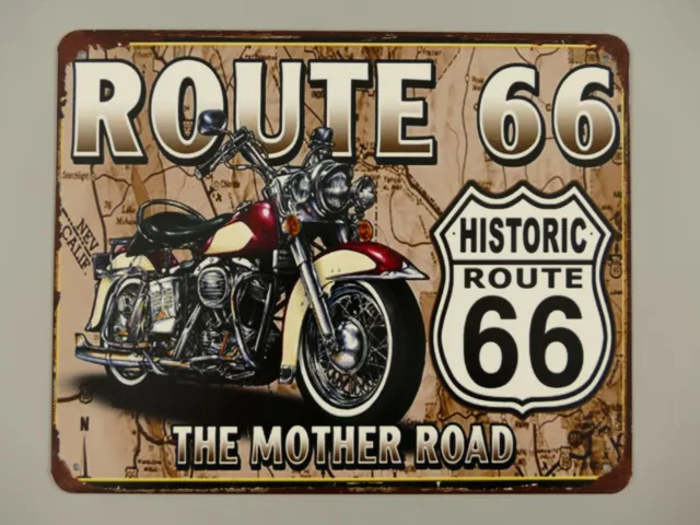 9977654-x Retrò Vintage Targa di Latta Route 66 25x20cm